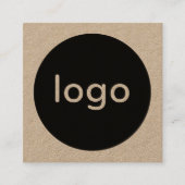 Rustiek bruin kraftpapier voeg je logo handgemaakt vierkante visitekaartje (Voorkant)