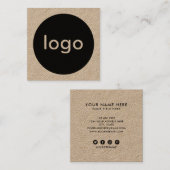Rustiek bruin kraftpapier voeg je logo handgemaakt vierkante visitekaartje (Voorkant / Achterkant)