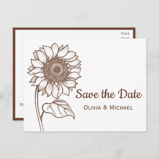 Rustiek Bruin Land Zonnebloem Verloving Bloemen Briefkaart (Voorkant / Achterkant)