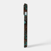 rustiek bruin leder western land kruis iPhone 15 case (Linkerkant)