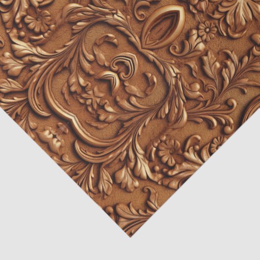 Rustiek bruin leer bewerkt tissuepapier (Detail)