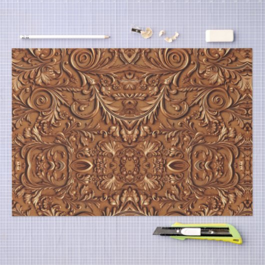 Rustiek bruin leer bewerkt tissuepapier (Craft)