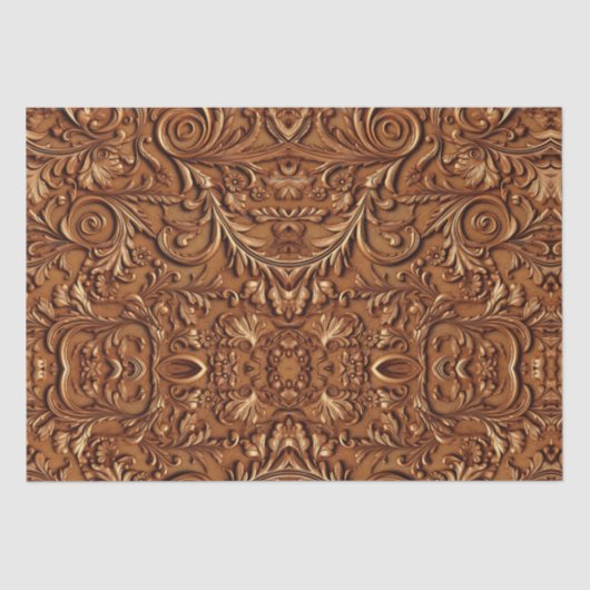 Rustiek bruin leer bewerkt tissuepapier (Voorkant)