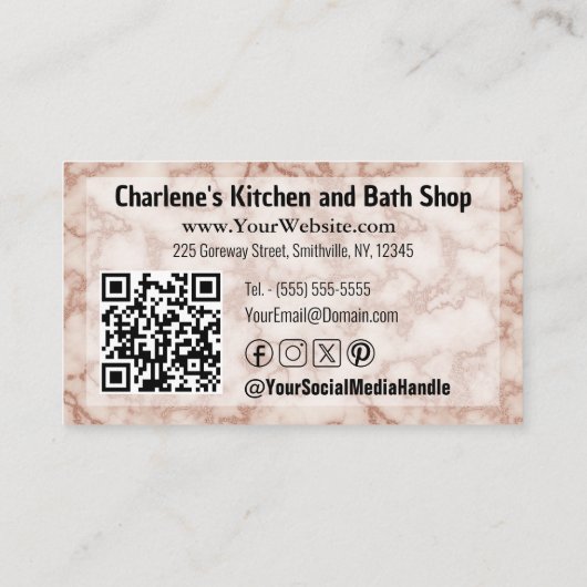 Rustiek Bruin Marmer voor Keuken Remodelling Shop Visitekaartje (Achterkant)