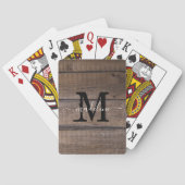 Rustiek Bruin Monogram Script Custom Pokerkaarten (Achterkant)
