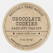 Rustiek  Bruin Papier Cookies Bakkerij Label (Voorkant)