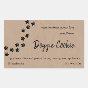 Rustiek bruin papier hond poot pad doggie cookie rechthoekige sticker