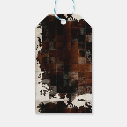 Rustiek Bruin Patchwork Koeienhuid Cadeaulabel (Achterkant)