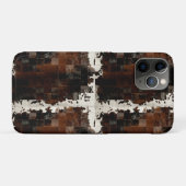Rustiek Bruin Patchwork Koeienhuid Case-Mate iPhone Case (Achterkant (horizontaal))