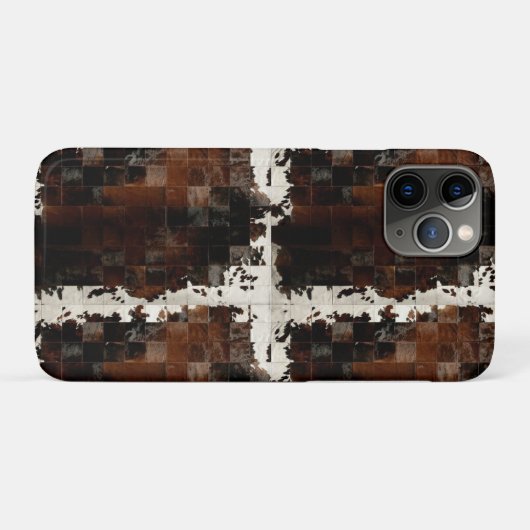 Rustiek Bruin Patchwork Koeienhuid Case-Mate iPhone Case (Achterkant (horizontaal))