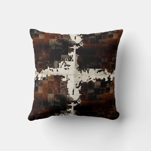 Rustiek Bruin Patchwork Koeienhuid Kussen (Achterkant)