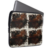 Rustiek Bruin Patchwork Koeienhuid Laptop Sleeve (Voorkant Rechts)