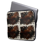 Rustiek Bruin Patchwork Koeienhuid Laptop Sleeve (Voorkant Links)