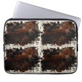 Rustiek Bruin Patchwork Koeienhuid Laptop Sleeve (Voorkant)