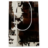 Rustiek Bruin Patchwork Koeienhuid Medium Cadeauzakje (Voorkant)