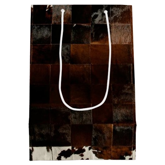 Rustiek Bruin Patchwork Koeienhuid Medium Cadeauzakje (Achterkant)