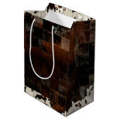 Rustiek Bruin Patchwork Koeienhuid Medium Cadeauzakje (Achterkant Gekanteld)