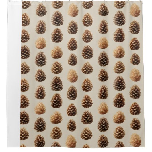 Rustiek Bruin Pine Kegelpatroon Winter Patroon Douchegordijn (Voorkant)