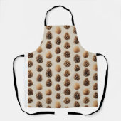 Rustiek Bruin Pine Kegelpatroon Winter Patroon Schort (Voorkant)