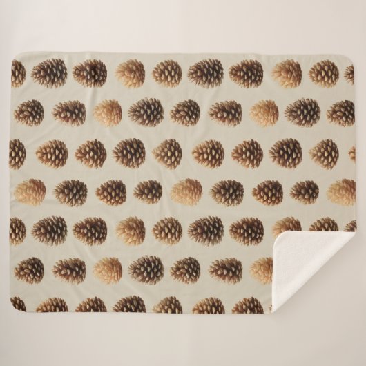 Rustiek Bruin Pine Kegelpatroon Winter Patroon Sherpa Deken (Voorkant (horizontaal))