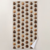 Rustiek Bruin Pine Kegelpatroon Winter Patroon Strandlaken (Voorkant)