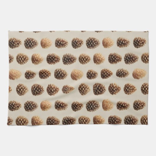 Rustiek Bruin Pine Kegelpatroon Winter Patroon Theedoek (Horizontaal)