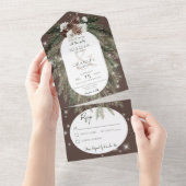 Rustiek Bruin Pine Winter Sparkle Geen Diner All In One Uitnodiging (Afscheurbaar)