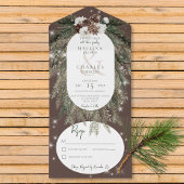 Rustiek Bruin Pine Winter Sparkle Geen Diner All In One Uitnodiging