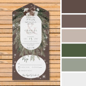 Rustiek Bruin Pine Winter Sparkle Geen Diner All In One Uitnodiging