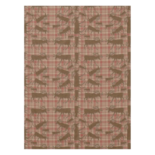 Rustiek bruin plaid elanden tafelkleed (Voorkant)
