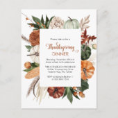 Rustiek Bruin Pompoen Thanksgiving Diner Invite Briefkaart (Voorkant)
