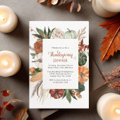 Rustiek Bruin Pompoen Thanksgiving Diner Invite Briefkaart