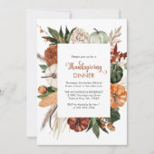 Rustiek Bruin Pompoen Thanksgiving Diner Kaart (Voorkant)