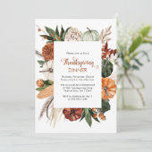 Rustiek Bruin Pompoen Thanksgiving Diner Kaart (Staand voorkant)