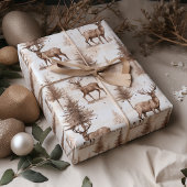 Rustiek Bruin Rendier Kerstmis Cadeaupapier
