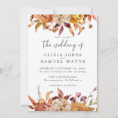 Rustiek Bruin Sinaasappel Goud Herfst Bloemen Brui Kaart (Voorkant)