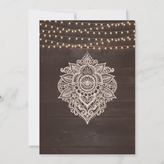 Rustiek Bruin String Light Save the Date Kaart (Achterkant)