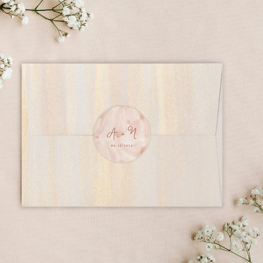 Rustiek Bruin Terracotta Script Monogram Bruiloft Ronde Sticker