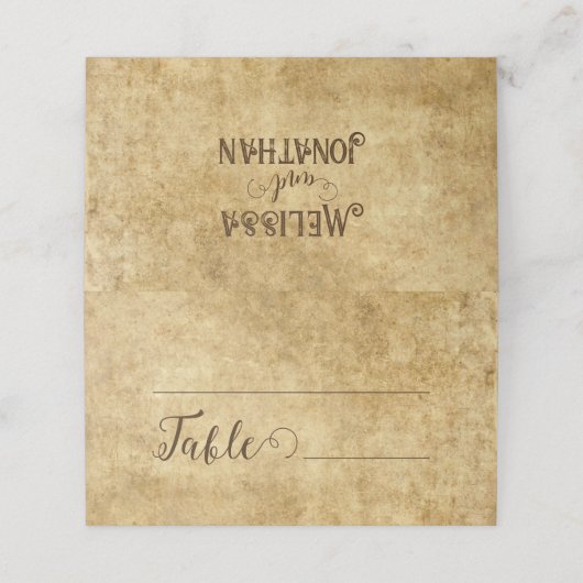  rustiek bruin trouwnummer plaatskaartje (Buitenkant ongevouwen)