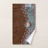 Rustiek bruin turquoise western landpatroon bad handdoek (Handdoek)