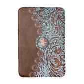 Rustiek bruin turquoise western landpatroon badmat (Voorkant Verticaal)