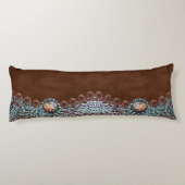 Rustiek bruin turquoise western landpatroon lichaamskussen (Achterkant)