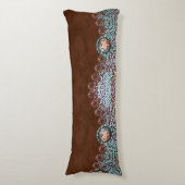 Rustiek bruin turquoise western landpatroon lichaamskussen (Voorkant Verticaal)