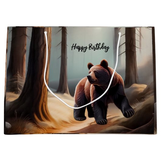 Rustiek Bruin Waterverf Beer Groot Cadeauzakje (Voorkant)