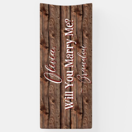 Rustiek Bruin Weathered Faux Wood Voorstel Spandoek (Verticaal)