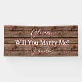 Rustiek Bruin Weathered Faux Wood Voorstel Spandoek (Horizontaal)