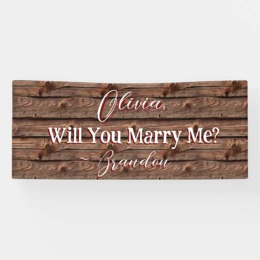 Rustiek Bruin Weathered Faux Wood Voorstel Spandoek (Horizontaal)