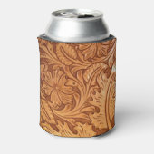 Rustiek bruin western land bewerkt leder blikjeskoeler (Blikje Achterkant)