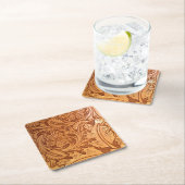 Rustiek bruin western land bewerkt leder kartonnen onderzetters (Insitu)