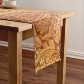 Rustiek bruin western land bewerkt leder korte tafelloper (Voorbeeld)